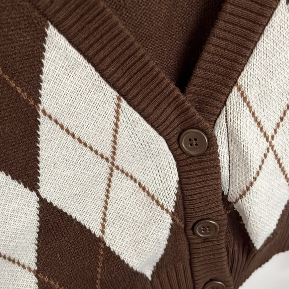 Crop argyle cardigan - Picture 3 of 5